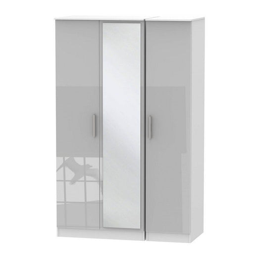 Swift Buxton Tall Wardrobe White & Grey 3 Doors