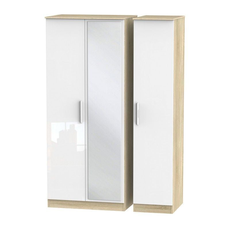 Swift Buxton Tall Wardrobe Natural & White 3 Doors