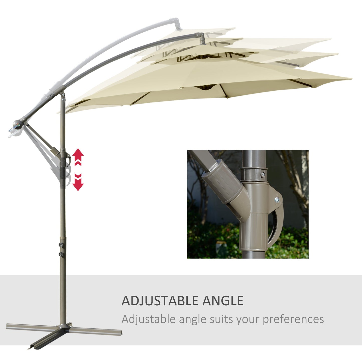 2.7m Garden Banana Parasol Cantilever Umbrella with Crank Handle