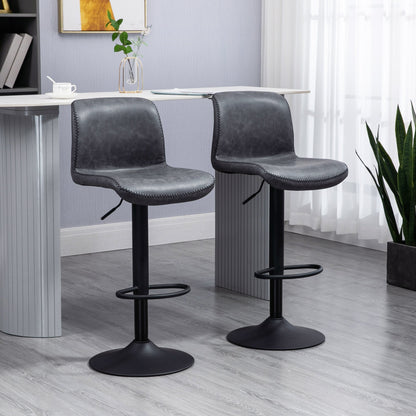 Set of 2 Bar Stool Adjustable Height Swivel Footrest and Base for Breakfast Bar