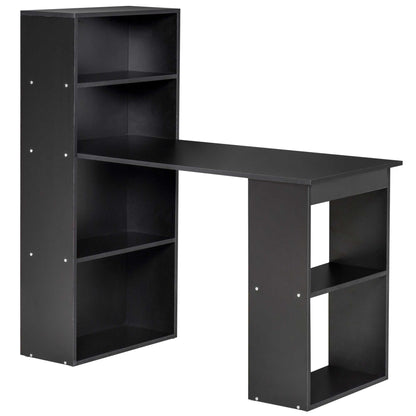 120cm Modern Computer Desk Bookshelf Study Table Workstation PC Laptop Writing Home Office 6 Shelves Black