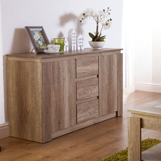 GFW Canyon Large Sideboard Natural 2 Doors 4 Shelves 3 Drawers