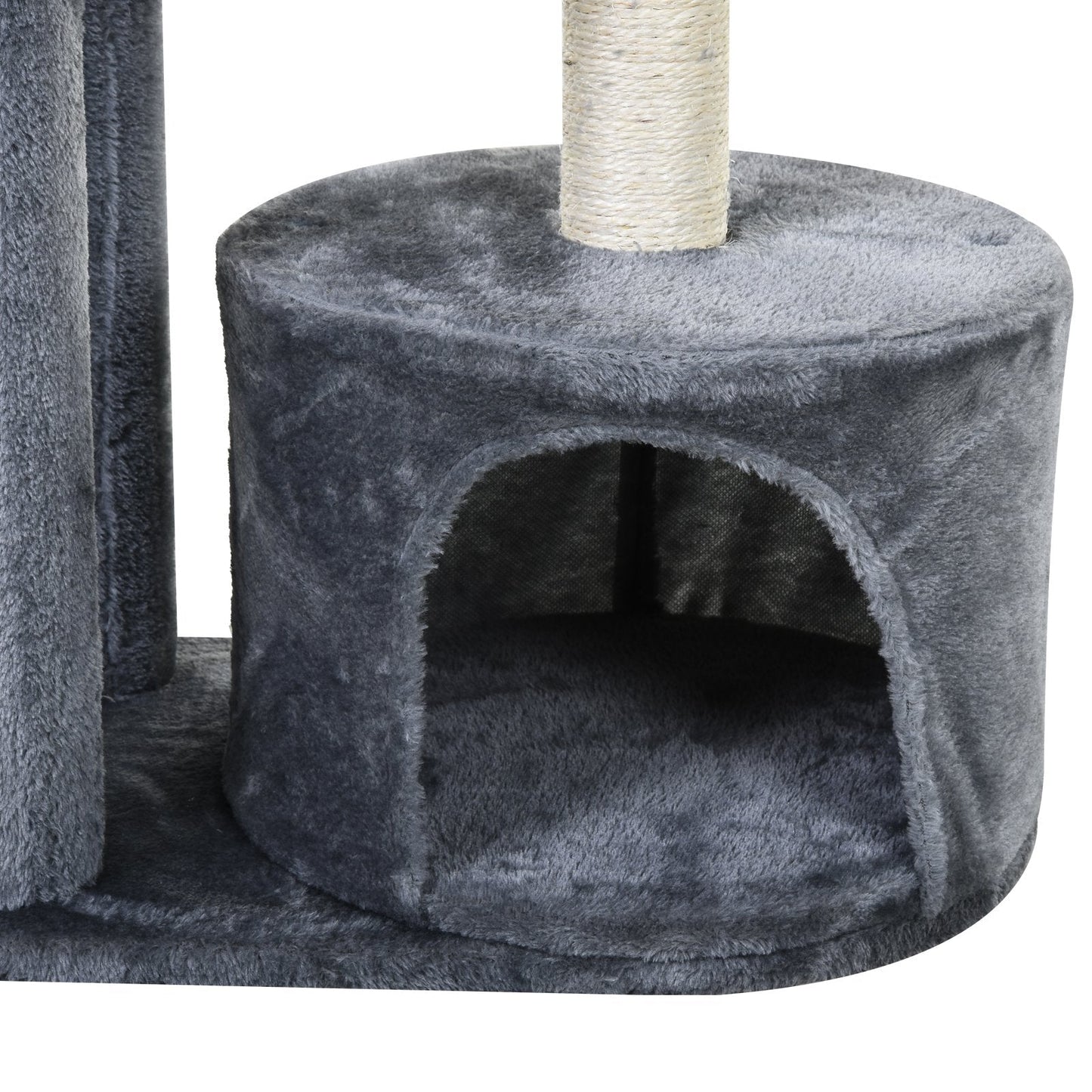 PawHut Cat Tree for Indoor Cats Kitten Tower w/ Perch House Scratching Post Platform Play Ball Plush Covering Play Rest Relax Grey White