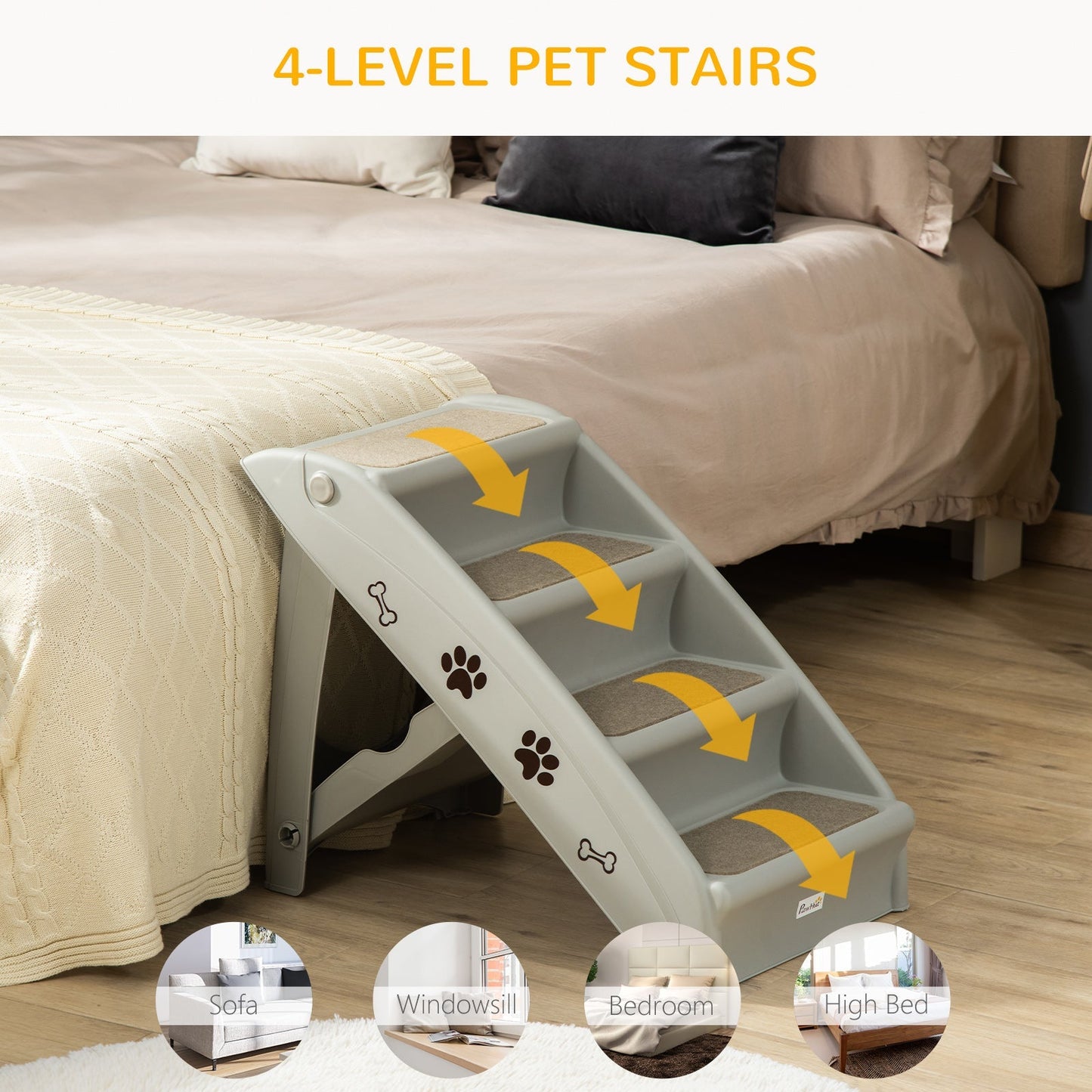 PawHut Foldable Pet Stairs