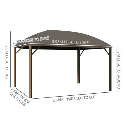 Outsunny 4 x 3M Steel / Aluminium Hardtop Gazebo Black & Khaki