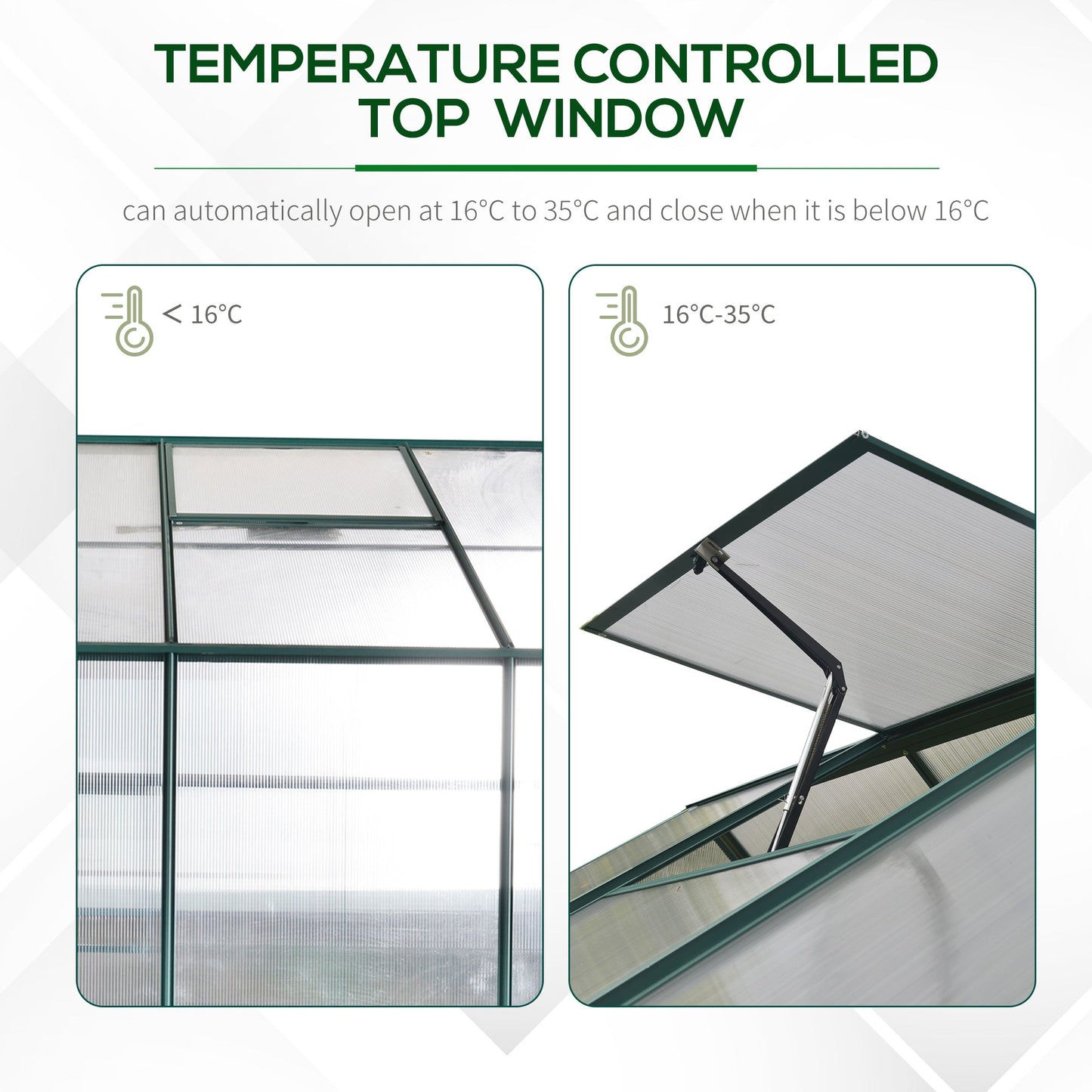 Garden Walk-in Aluminium Greenhouse Polycarbonate with Plant Bed