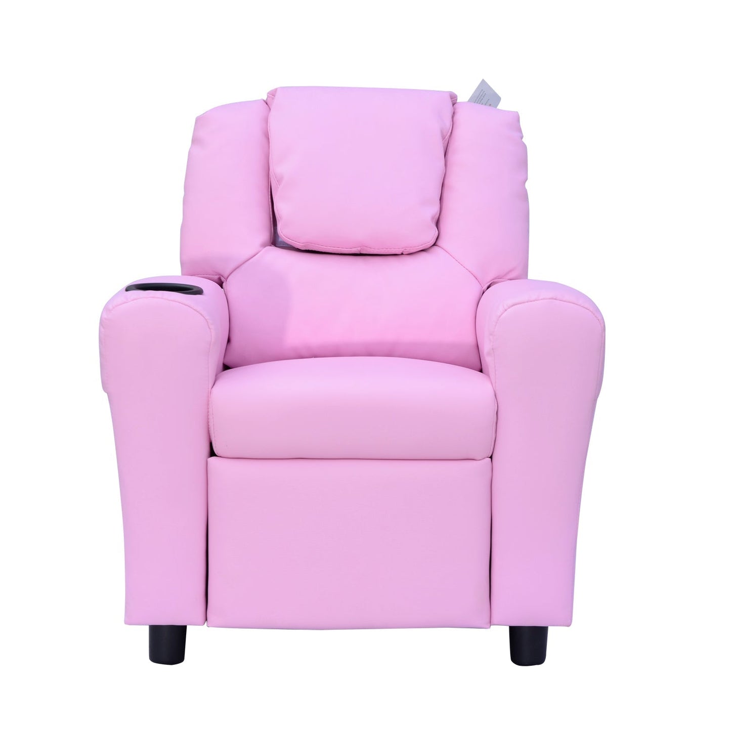 Kids Children Recliner Lounger Armchair Games Chair Sofa Seat PU Leather Look w/ Cup Holder Pink