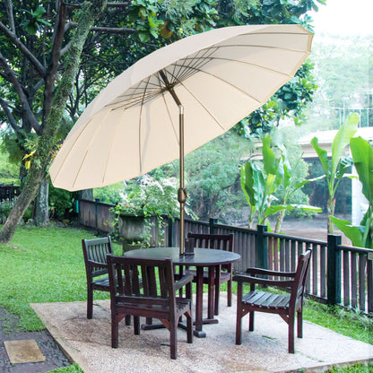 Outsunny 2.6M Shanghai Garden Parasol Umbrella With Crank & Tilt Adjustable Outdoor Sun Shade Off-White