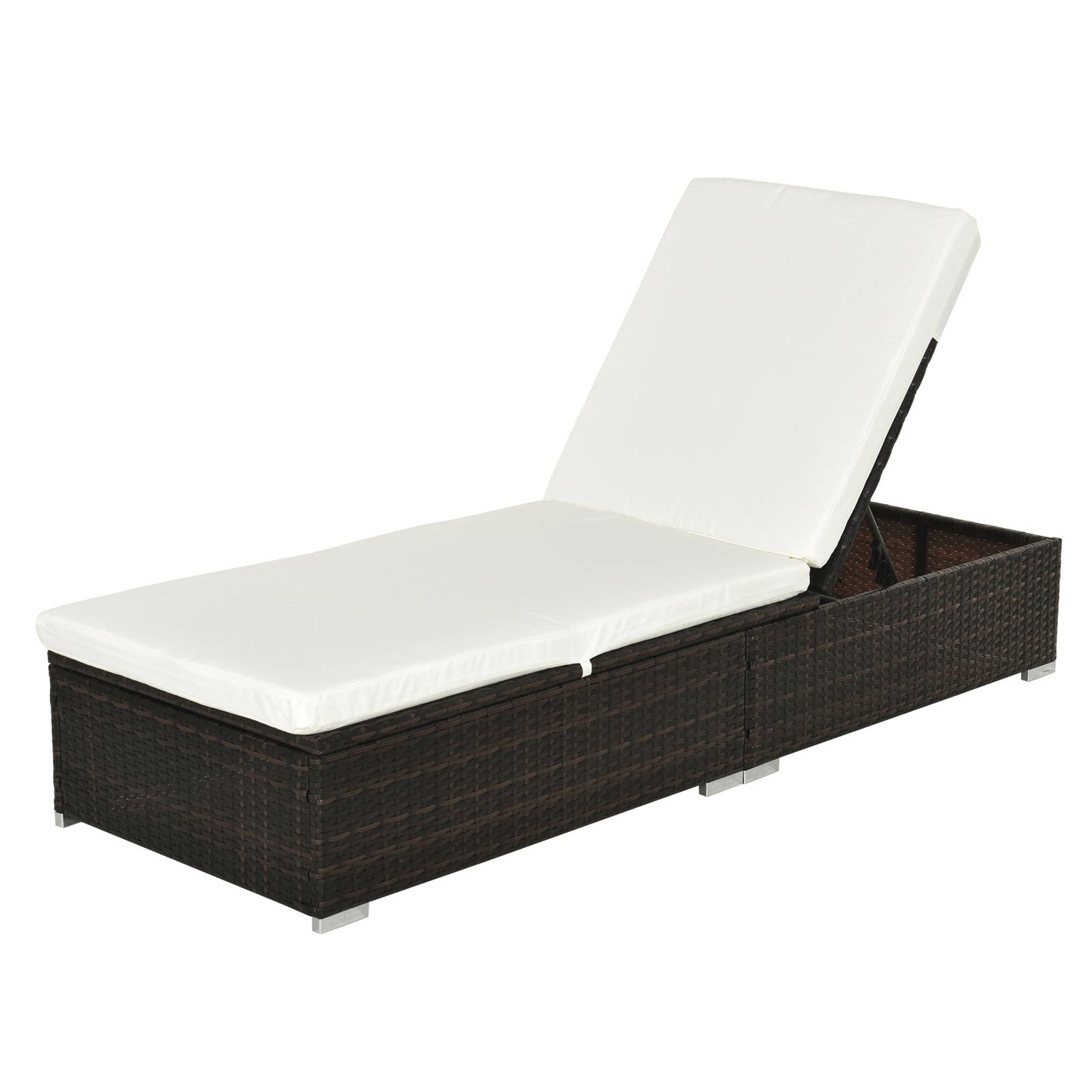 PE Rattan Sun Lounger with Cushion