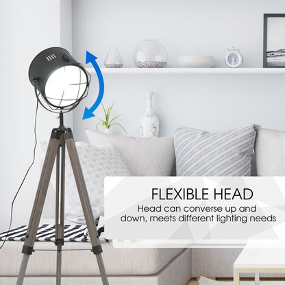 Industrial Style Adjustable Tripod Floor Lamp for Living Room Bedroom