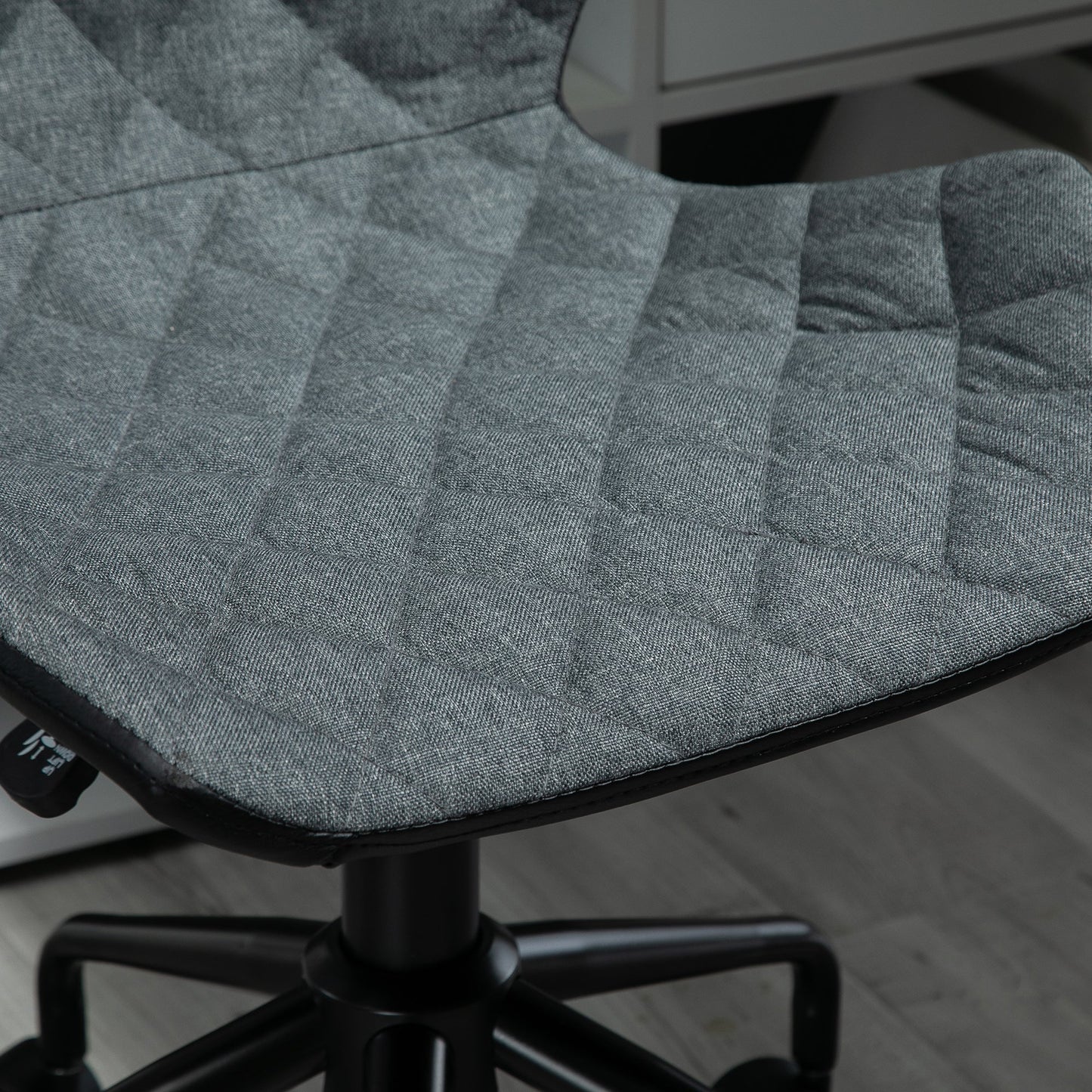 Home Office Swivel Computer Desk Chair With Nylon Wheels Adjustable Height Linen Grey