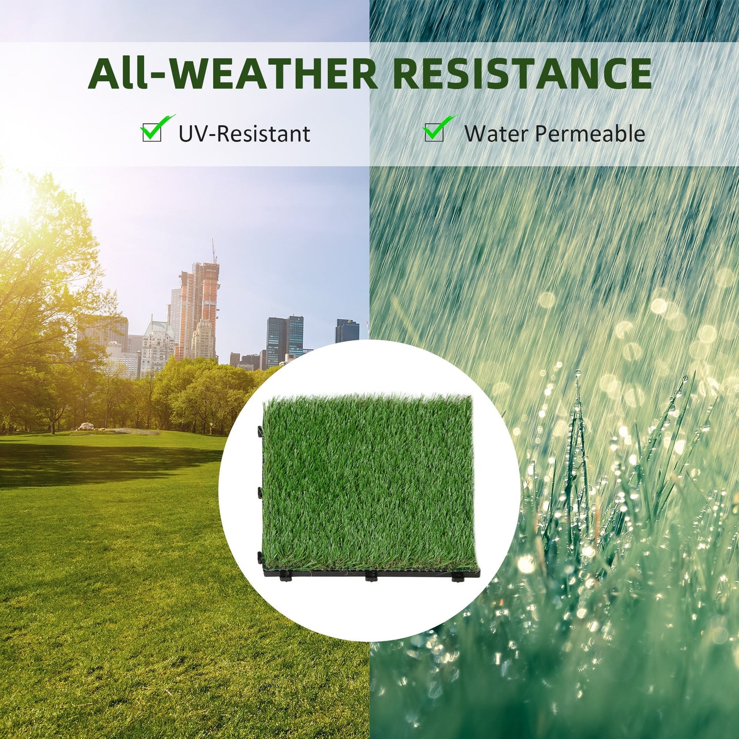 30 x 30cm Artificial Grass Turf with 25mm Pile Height Non-toxic Roll Grass Carpet Fake Grass Mat with Drainage Holes UV resistance for Indoor