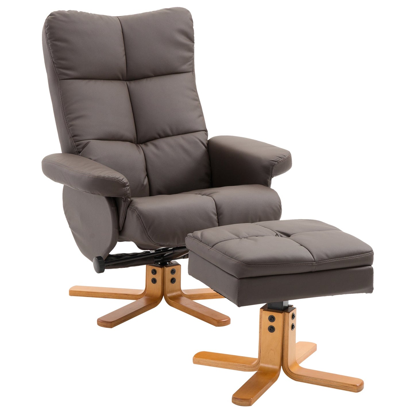 Swivel Recliner Chair and Footstool with Hidden Storage