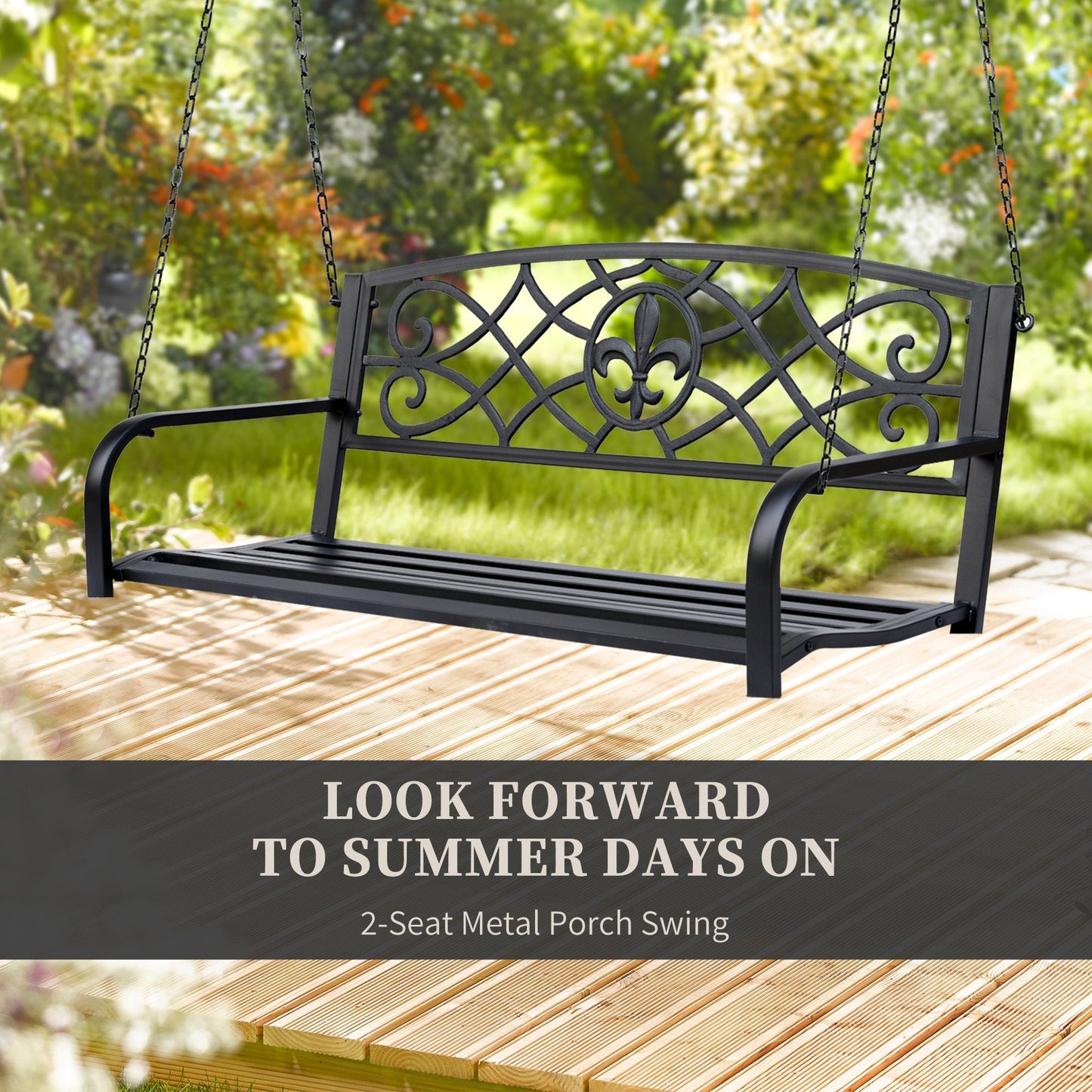 Outdoor Porch Swing Seat Bench with Chains for the Yard