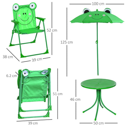 Kids Picnic Table and Chair Set Frog w/ Removable Adjustable Umbrella