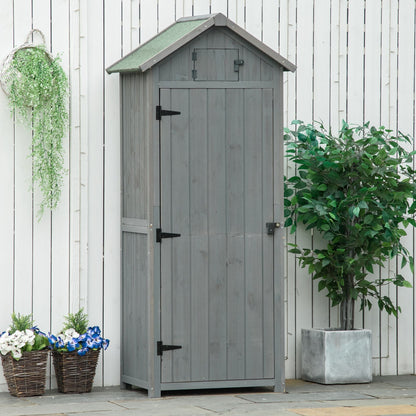 Rustica 179cm Single Door Reverse Apex Garden Store Fir Wood Grey by Steadfast