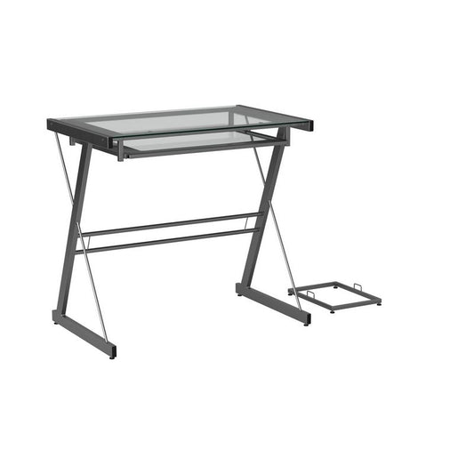 Norfolk Furniture Contemporary Desk Metal & Glass Silver 1 Shelf