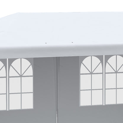 6 x 3 m Party Tent Gazebo Marquee Outdoor Patio Canopy Shelter with Windows and Side Panels White