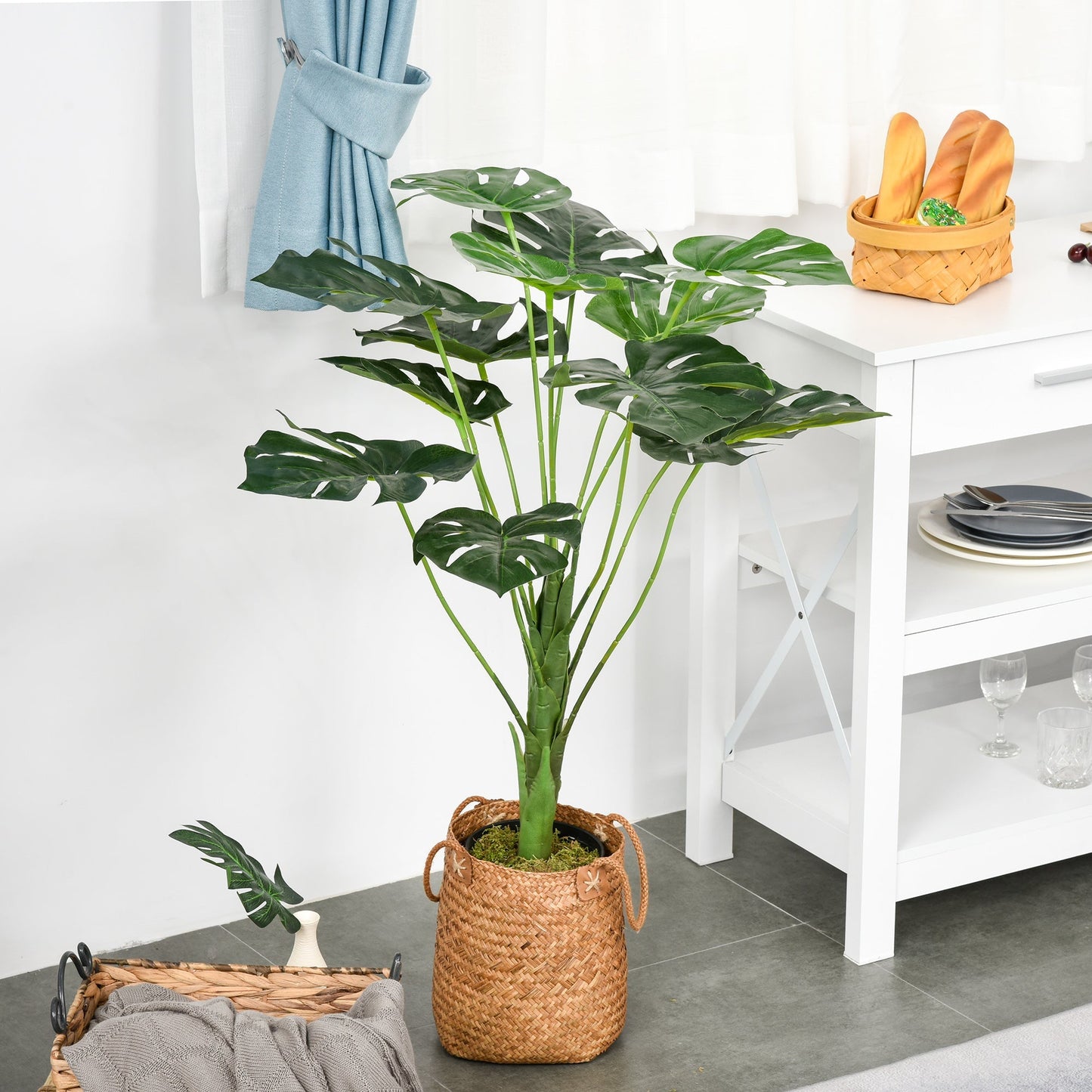 Decorative Artificial Monstera Plants in Pot Fake Plants for Home Indoor Outdoor Decor