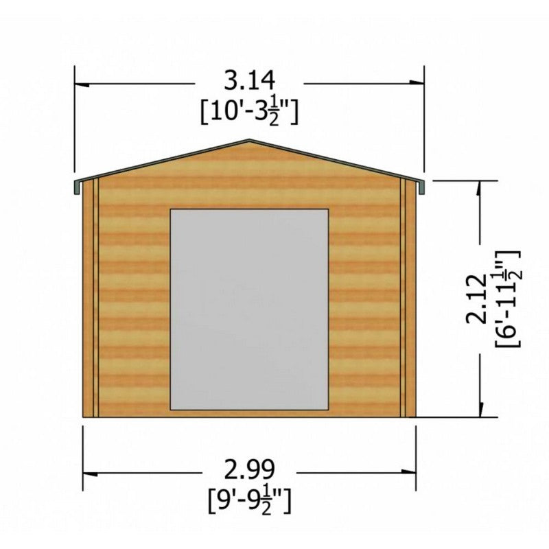 Shire Shire Dalby 9' 9" x 5' 10" Apex Log Cabin - Premium 34mm Cladding Tongue & Groove