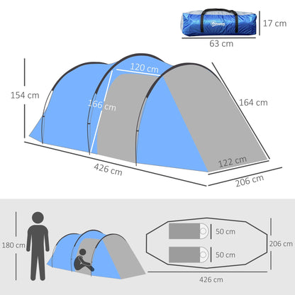 2-3 Man Tunnel Tents w/ Vestibule Camping Tent Porch Air Vents Rainfly Weather-Resistant Shelter Fishing Hiking Festival Shelter Home