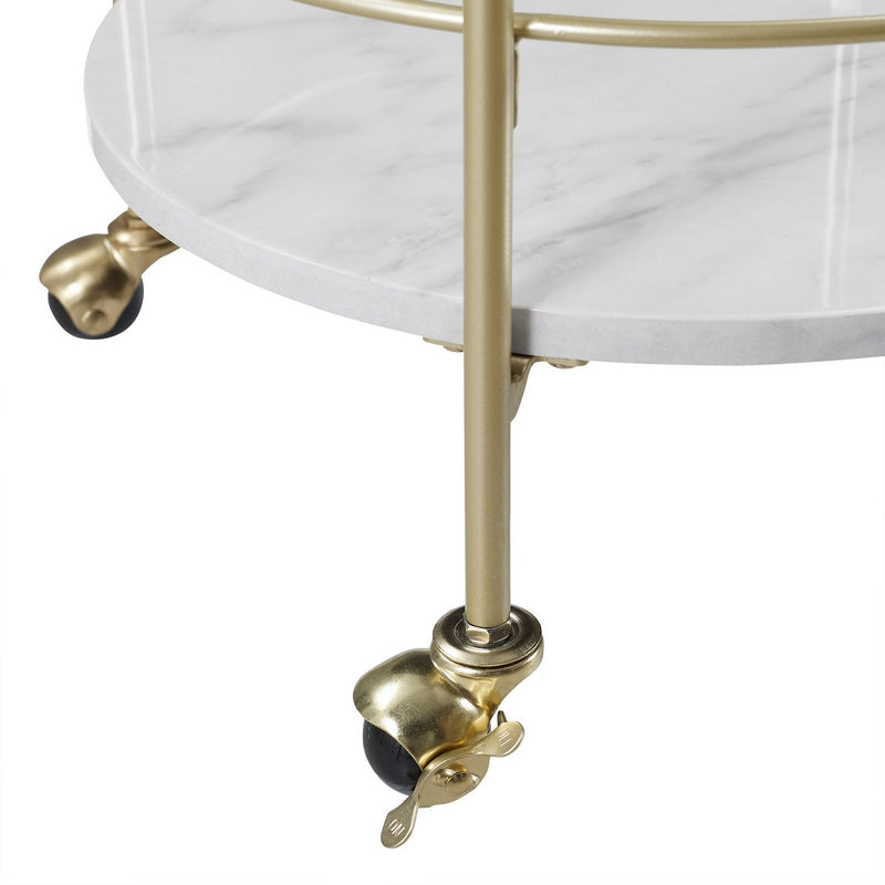 Norfolk Furniture Deco Circular Bar Cart Gold 1 Shelf