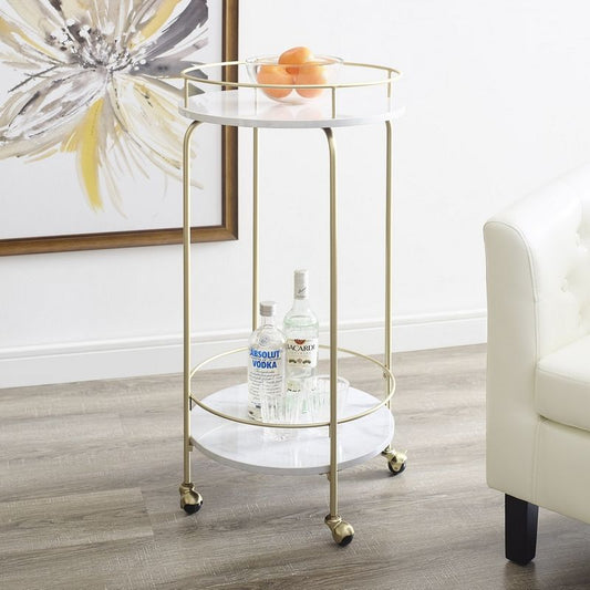 Norfolk Furniture Deco Circular Bar Cart Gold 1 Shelf