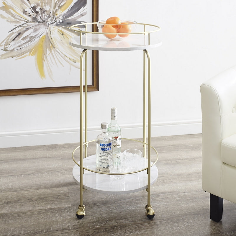 Norfolk Furniture Deco Circular Bar Cart Gold 1 Shelf