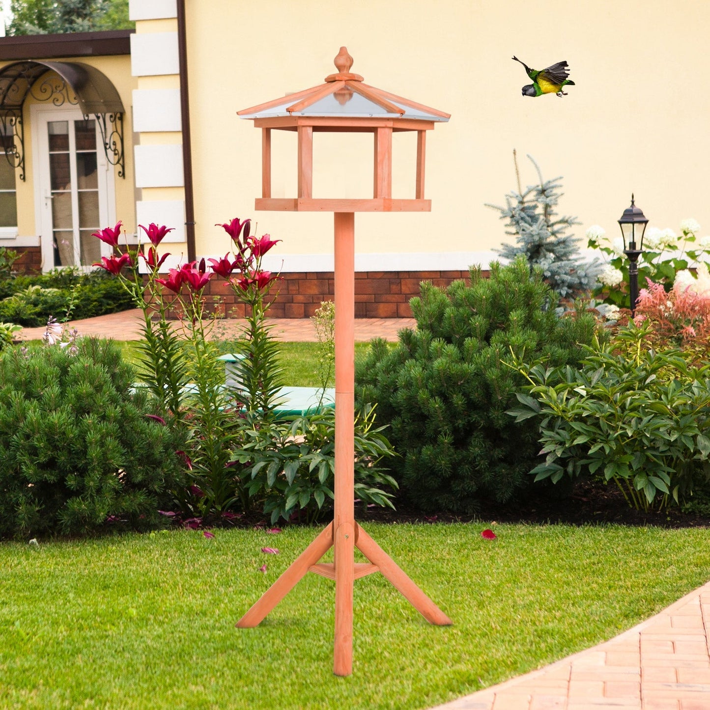 Bejing 113cm Bird Table Wood Natural by Pawhut