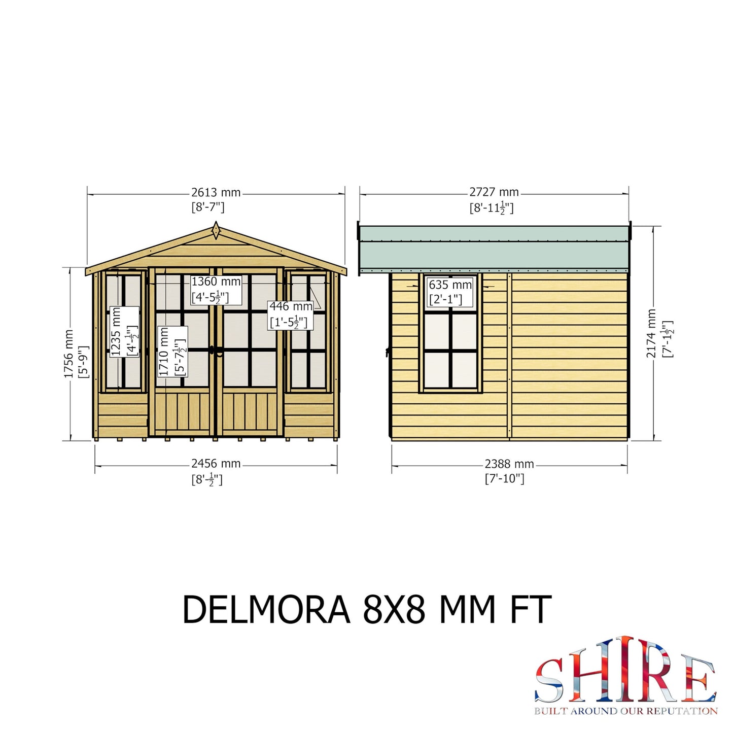 Shire Delmora 7' 7" x 7' 10" Apex Summerhouse - Premium Dip Treated Shiplap