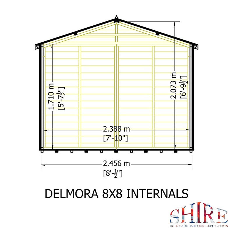 Shire Delmora 7' 7" x 7' 10" Apex Summerhouse - Premium Dip Treated Shiplap