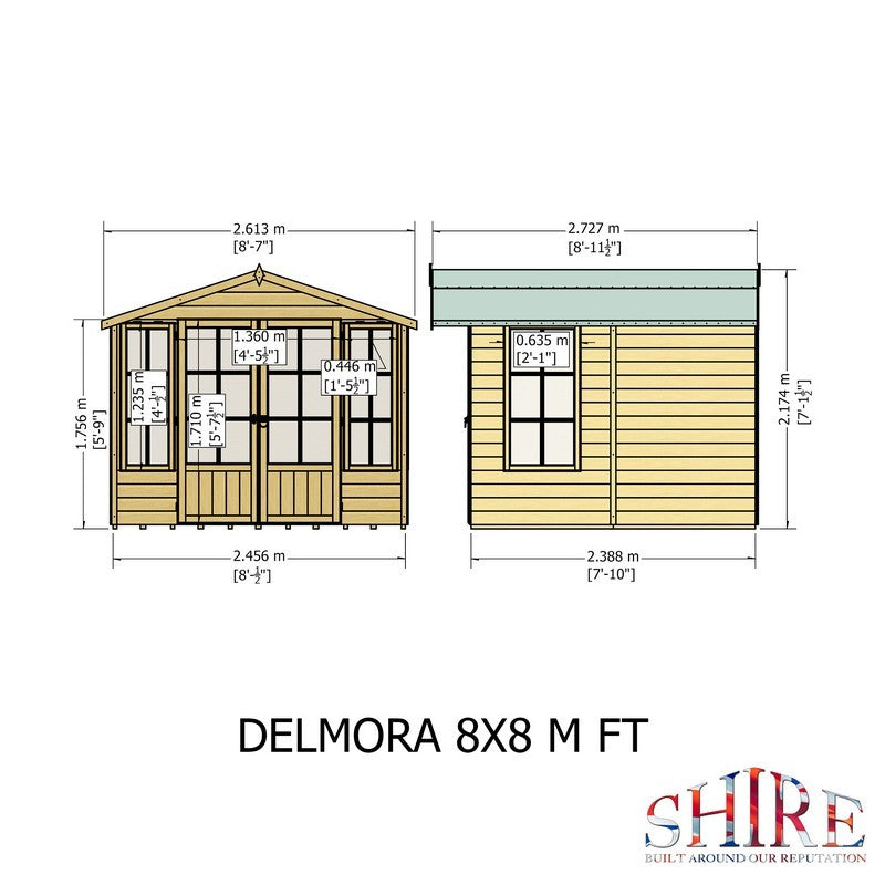 Shire Delmora 7' 7" x 7' 10" Apex Summerhouse - Premium Dip Treated Shiplap