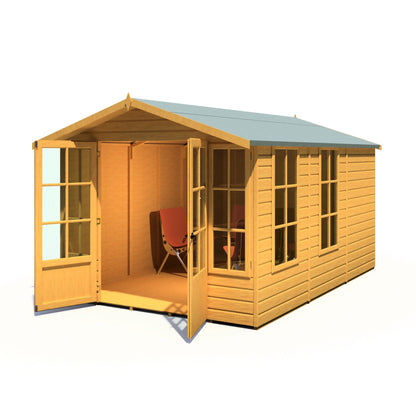 Shire Delmora 11' 6" x 7' 10" Apex Summerhouse - Premium Dip Treated Shiplap