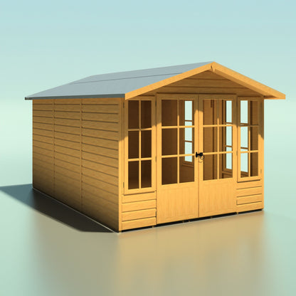 Shire Delmora 11' 6" x 7' 10" Apex Summerhouse - Premium Dip Treated Shiplap