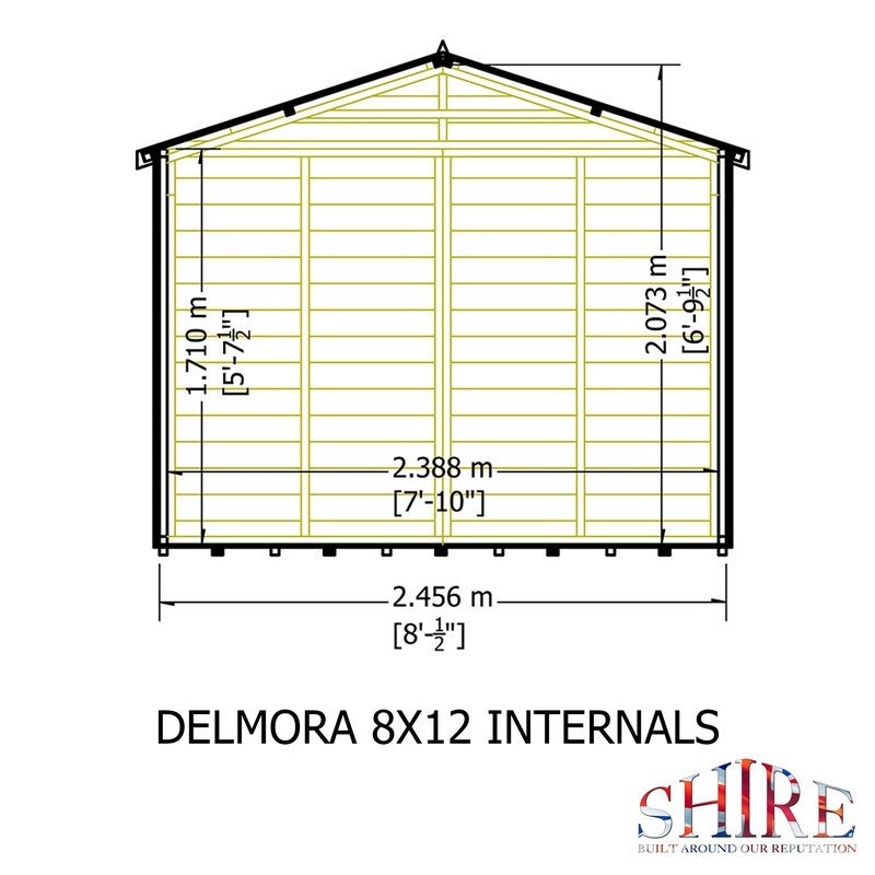 Shire Delmora 11' 6" x 7' 10" Apex Summerhouse - Premium Dip Treated Shiplap