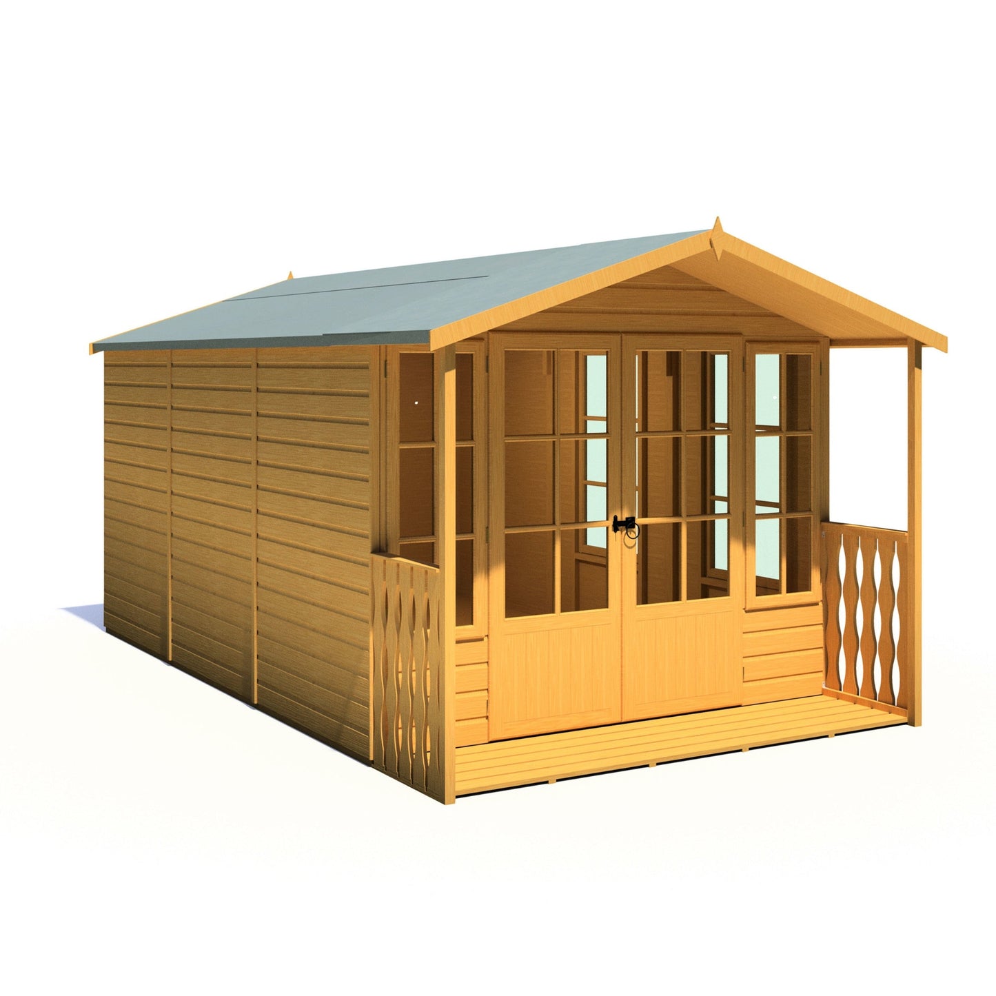 Shire Delmora 13' 11" x 8' 6" Apex Summerhouse - Premium Dip Treated Shiplap