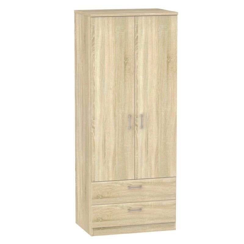 Swift Elmsett Tall Wardrobe Natural 2 Doors 2 Drawers