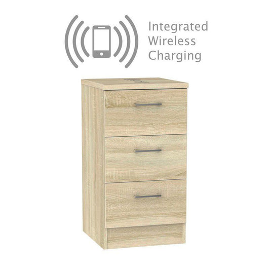 Swift Elmsett Wireless Charger Slim Chest of Drawers Natural 3 Drawers