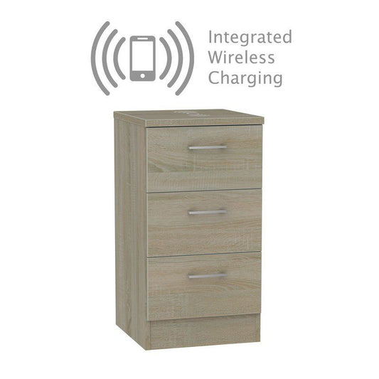 Swift Elmsett Wireless Charger Slim Chest of Drawers Brown 3 Drawers