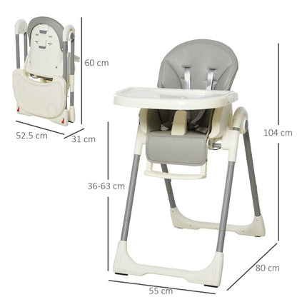 Babies Foldable PU Highchair Grey