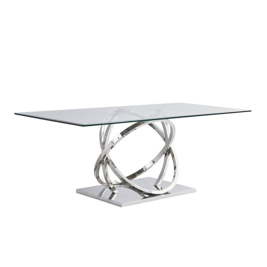 Anglian Furniture Shimmer Dining Table Metal & Glass Mirrored