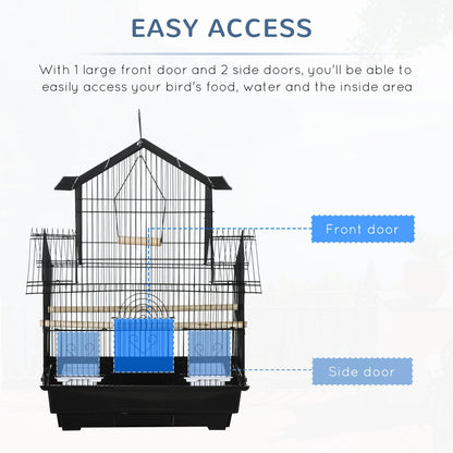 American Dream 63cm Bird Cage Hanging Black by Pawhut