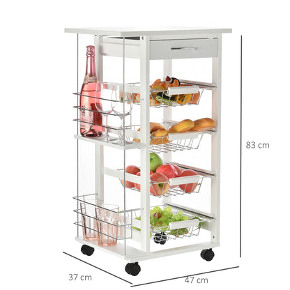 Medium-density fibreboard Multifunction Kitchen Island Trolley White