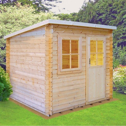 Shire Shire Dean 7' 10" x 7' 10" Pent Log Cabin - Premium 28mm Cladding Tongue & Groove