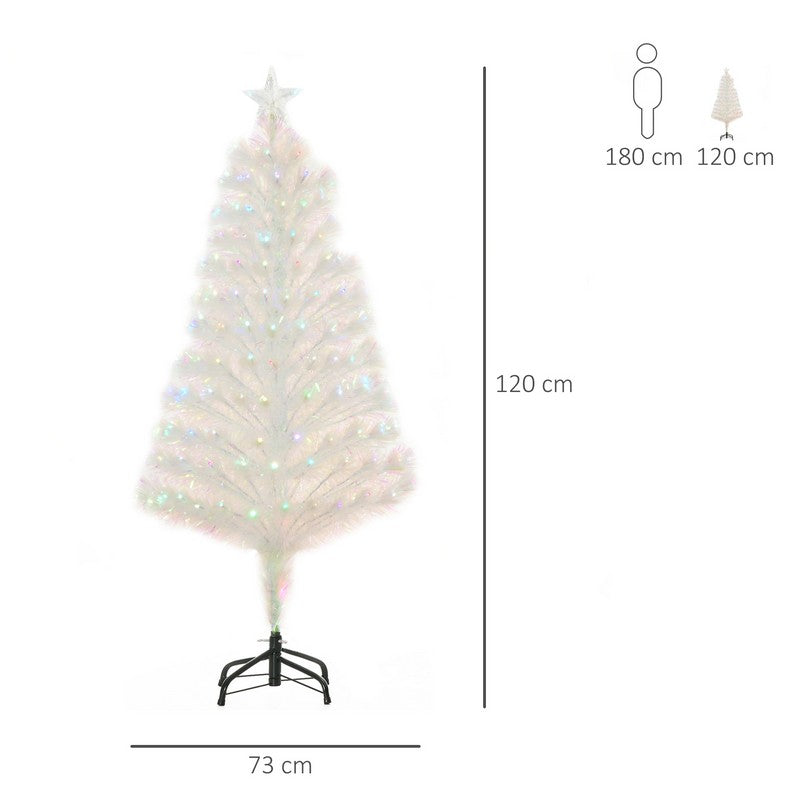 Homcom 4 Foot Prelit Artificial Christmas Tree with Fiber Optic LED Light