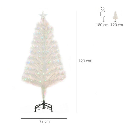 Homcom 4 Foot Prelit Artificial Christmas Tree with Fiber Optic LED Light