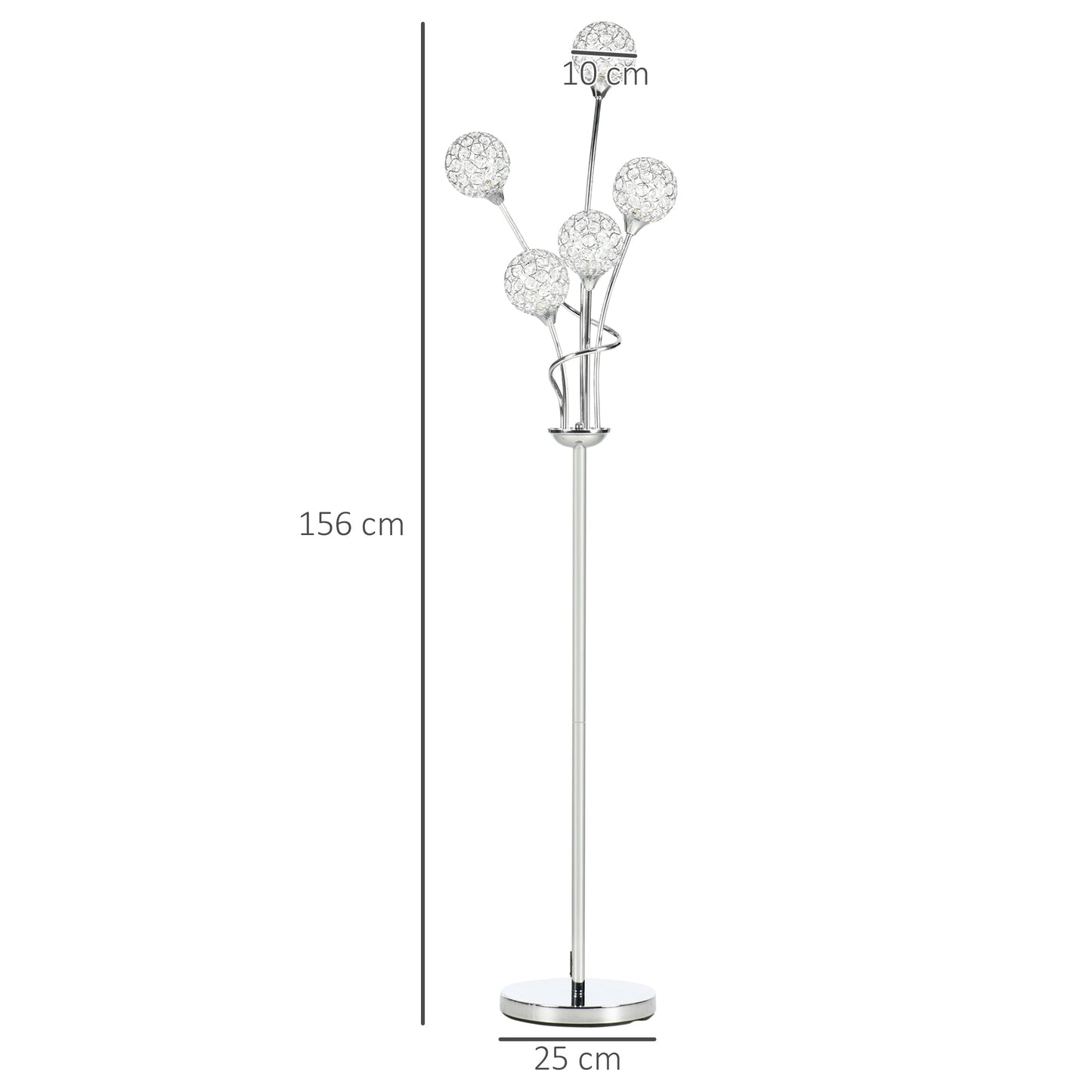 Homcom Crystal Floor Lamps for Living Room Bedroom with 5 Light