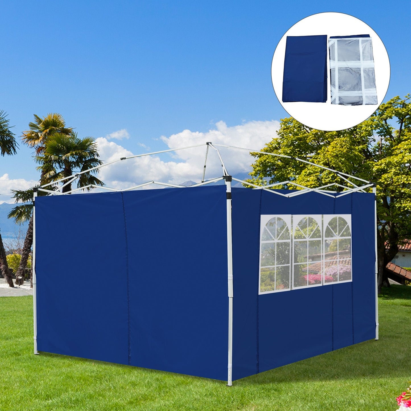 Outsunny 3 x 3M Gazebo Exchangeable Side Panel Panels With Window-Blue