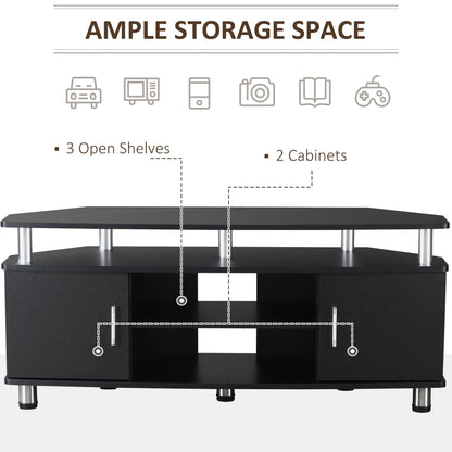 TV Unit Cabinet for TVs up to 55 Inches with Storage Shelves and Cupboard