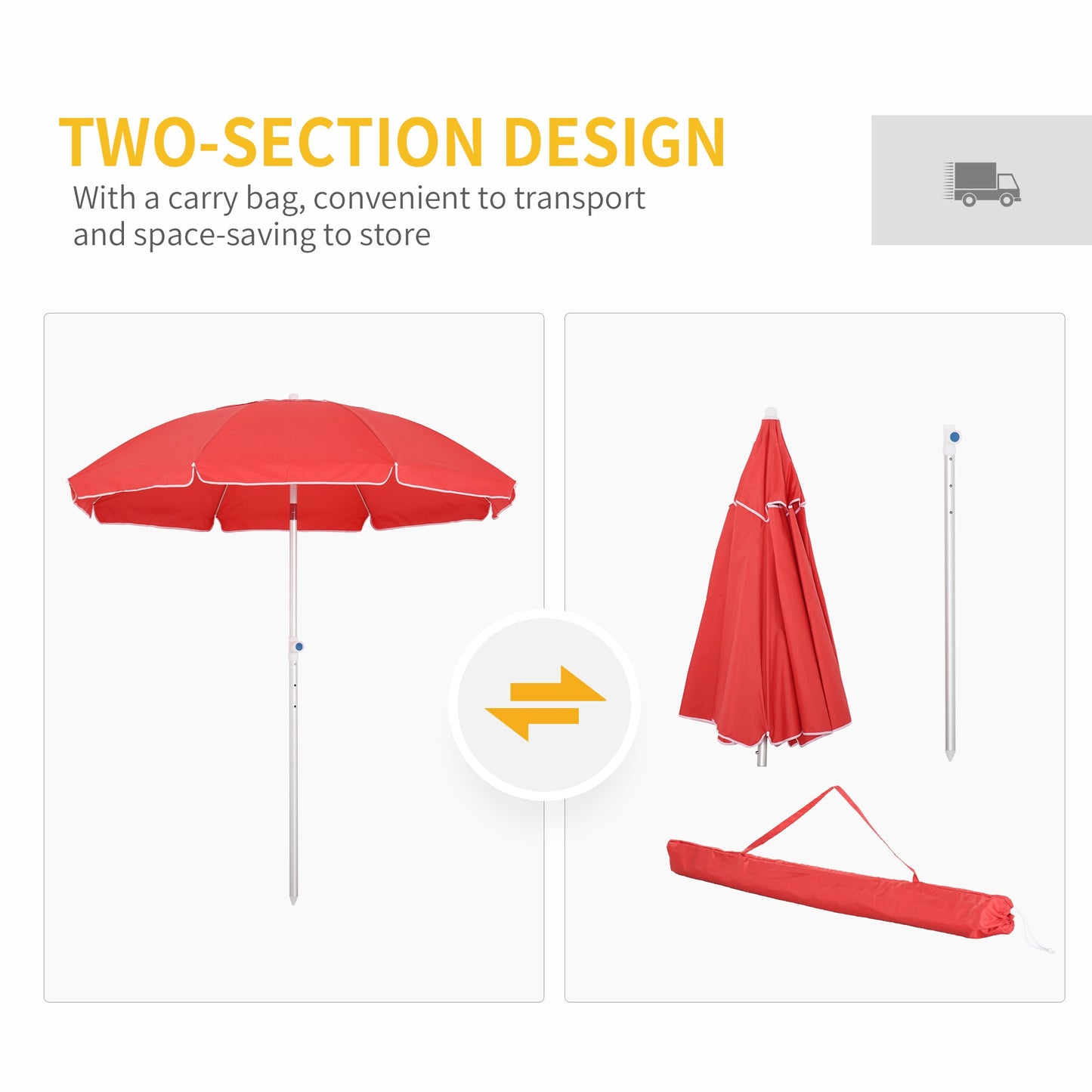 2m Arced Beach Umbrella